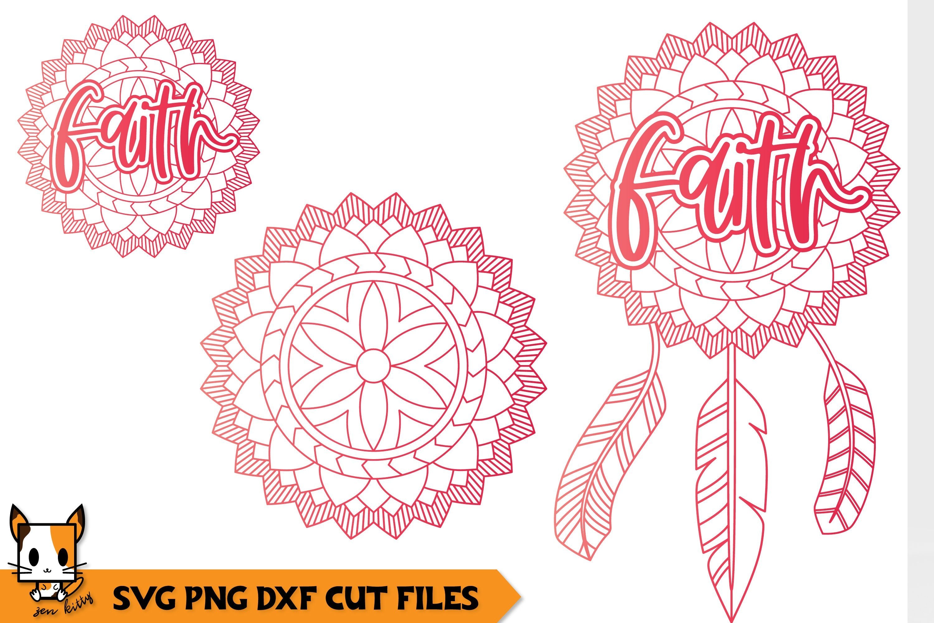Download Svg Eps Png Dxf Faith Mandala Svg Mandala Cut File For Cricut And Silhouette Mandala Svg Clip Art Art Collectibles