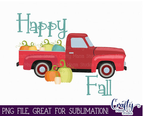 Download Fall Happy Fall Autumn Pumpkin Vintage Truck So Fontsy