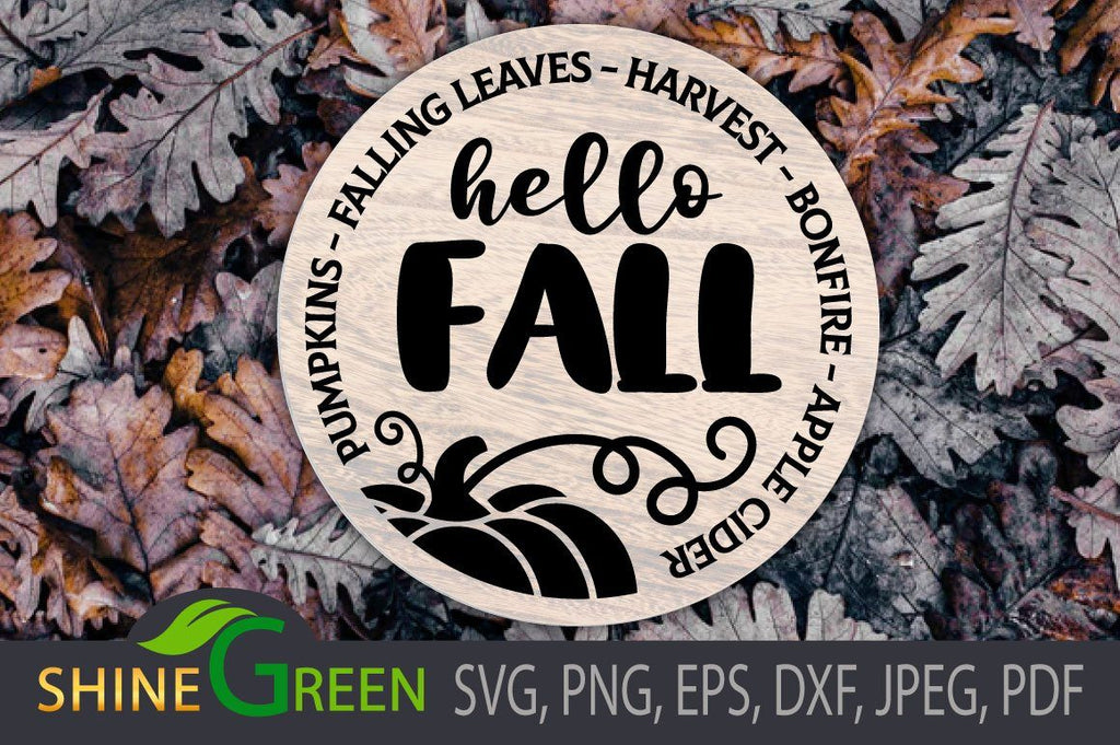 Download Fall SVG - Hello Fall Pumpkin Quote for Cricut, Sublimation - So Fontsy