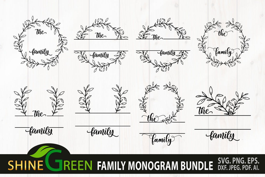 Family Monogram Bundle SVG - 8 Flower Wreath for Farmhouse, Home#N#- So ...