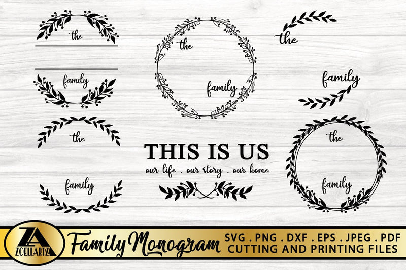 Family Monogram Bundle SVG Farmhouse Monogram SVG Bundle - So Fontsy