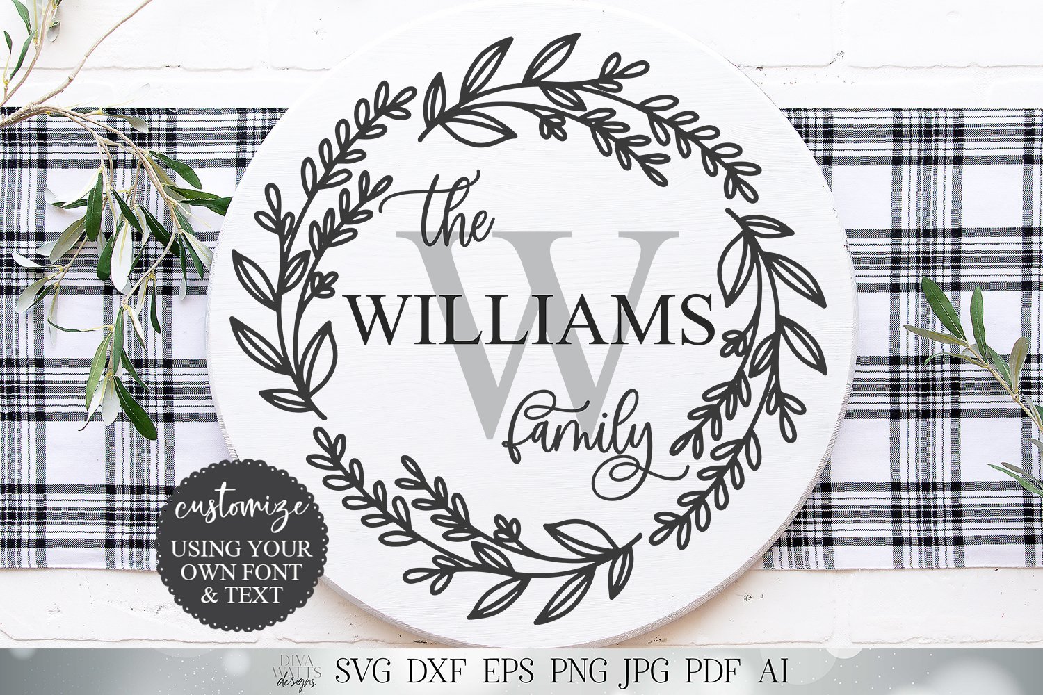 Download Family Monogram Last Name Svg Farmhouse Sign Svg Round Wreath Svg Dxf And More Printable So Fontsy