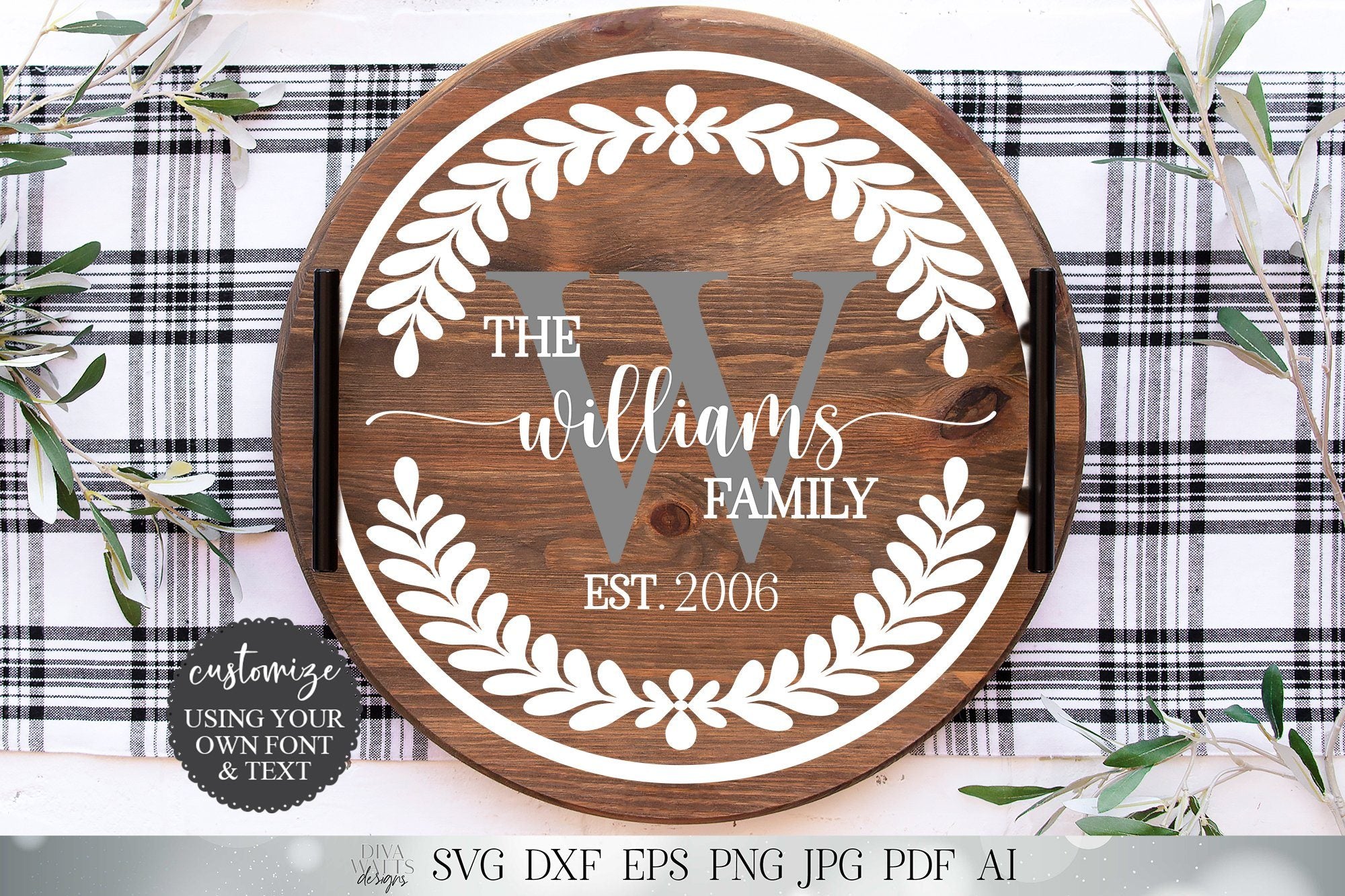 Download Family Monogram Last Name Svg Farmhouse Sign Svg Rustic Tray Svg Dxf And More Gift Svg So Fontsy