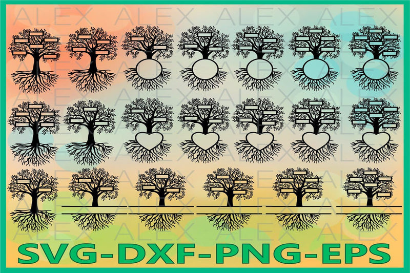 Family Tree Split Monogram SVG - So Fontsy
