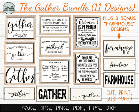 Download Farmhouse Gather Svg Bundle Sublimation Pngs And Printables So Fontsy