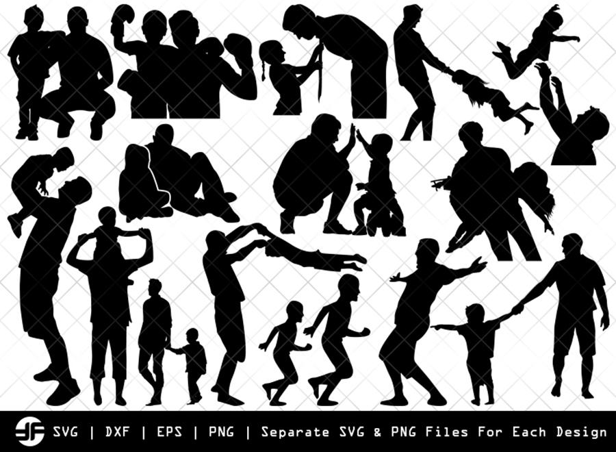 Download Father With Kid Svg Silhouette Bundle Svg Cut File So Fontsy