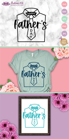 Download Fathers Day Svg Happy Father S Day With Tie And Shirt Laser Cut File So Fontsy