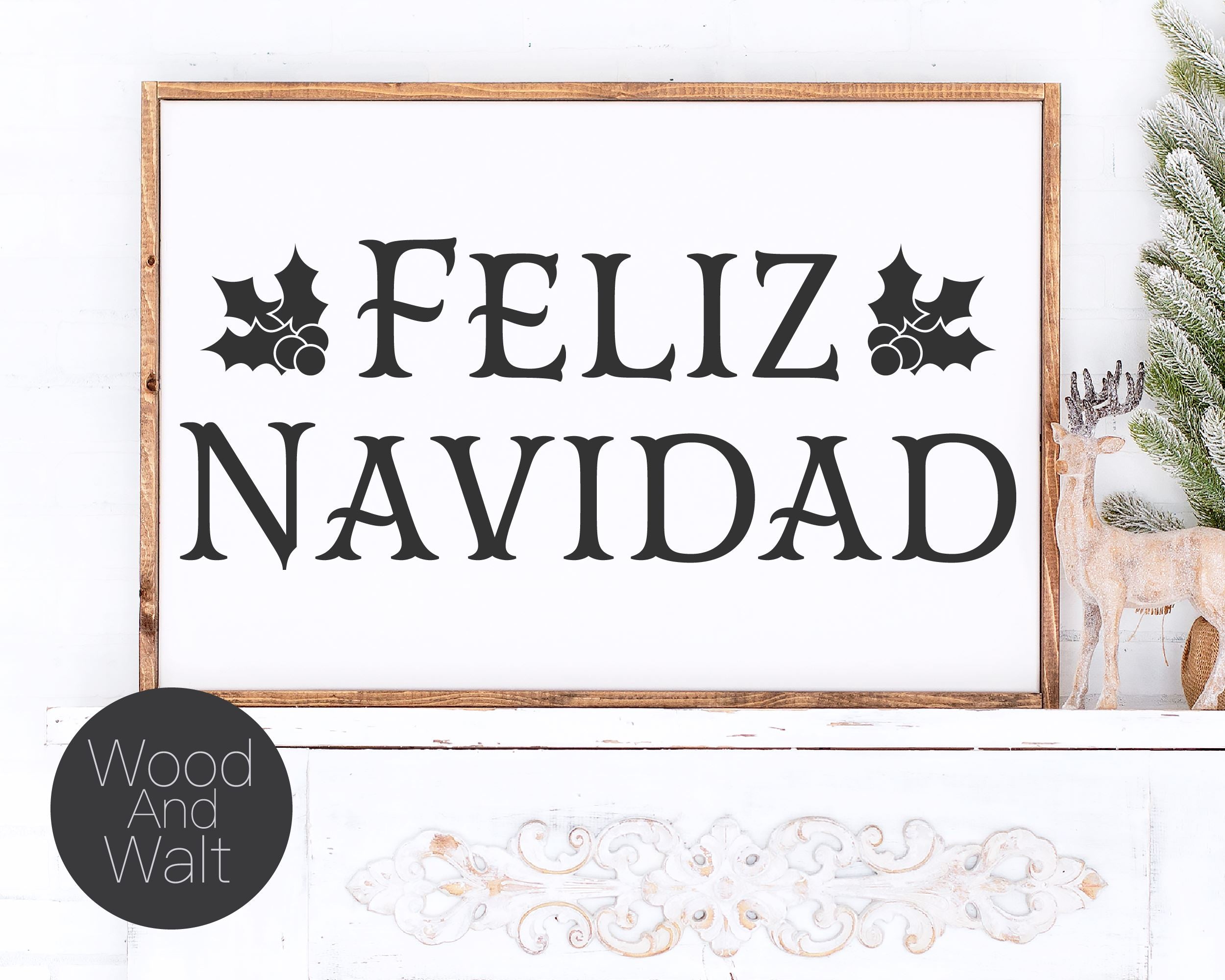 Download Feliz Navidad Svg Spanish Christmas Cut File Holly Design Family Home Decor Saying Christmas Song Winter Stencil Wood Sign So Fontsy