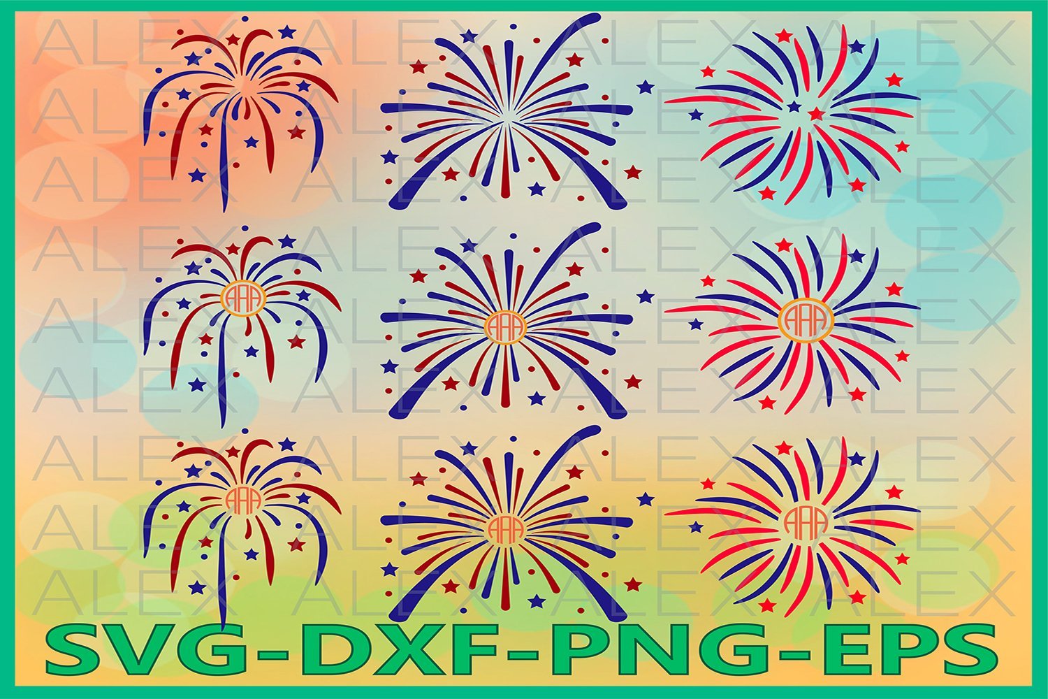 Download Fireworks Svg 4th Of July Fireworks Monogram So Fontsy