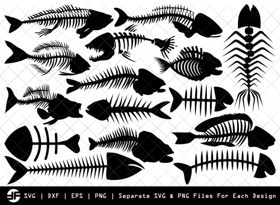 Download Fish Bone Svg Fish Svg Silhouette Bundle Svg Cut File So Fontsy