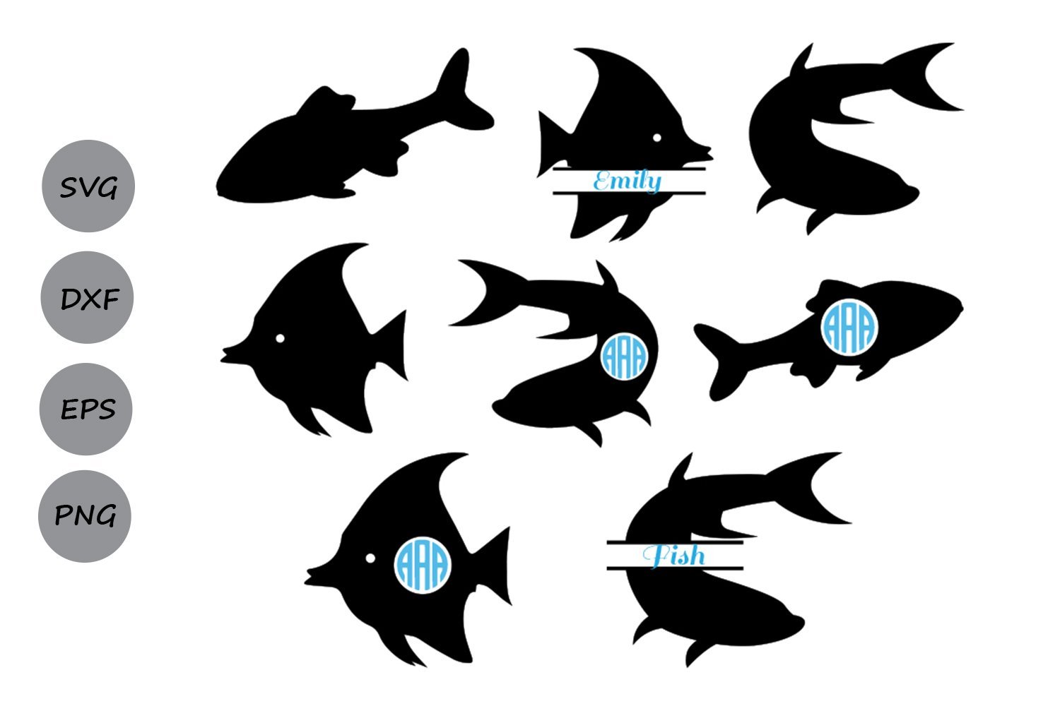 Download Fish Monogram Sea Animals Svg Cut Files So Fontsy