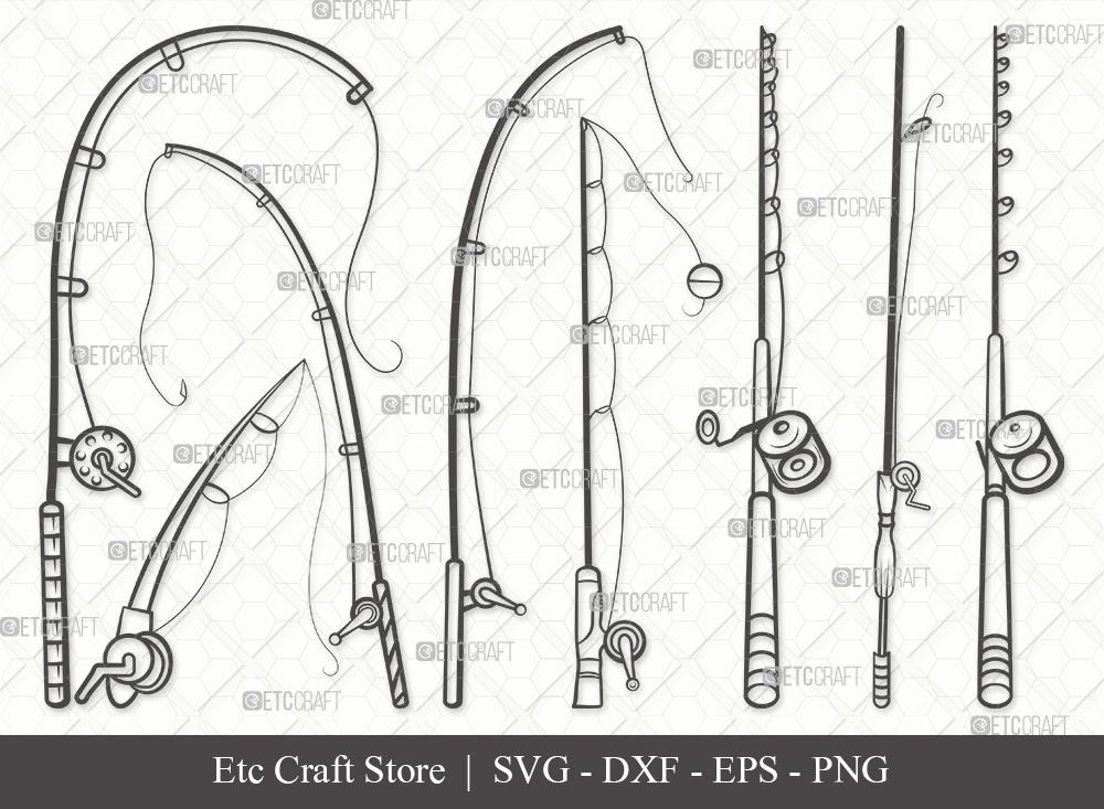 Fishing Rod Outline Svg Cut File Fishing Rod Svg Fishing Pole Svg Fishing Hook Svg Bundle Eps Dxf Png So Fontsy