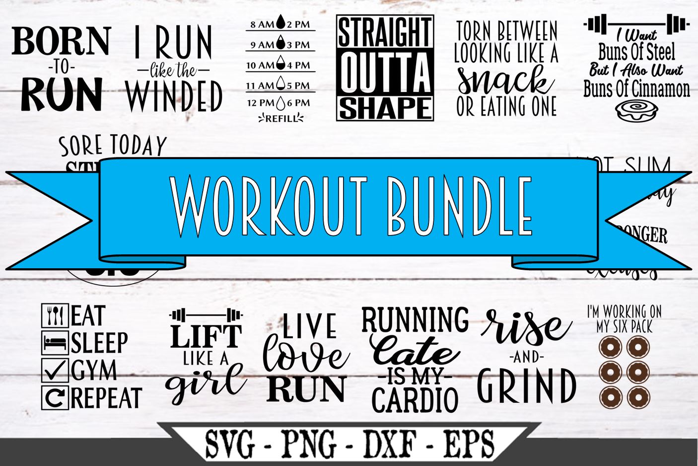 Download Fitness Workout Svg Bundle Of 16 New Years Resolution Weight Loss Gym Goals So Fontsy