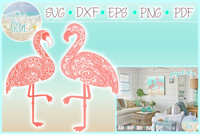 Download Flamingo Mandala Zentangle Bundle SVG - So Fontsy