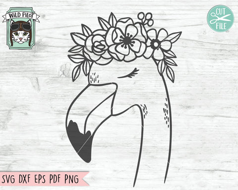 Download Flamingo With Flower Crown Svg Cut File So Fontsy