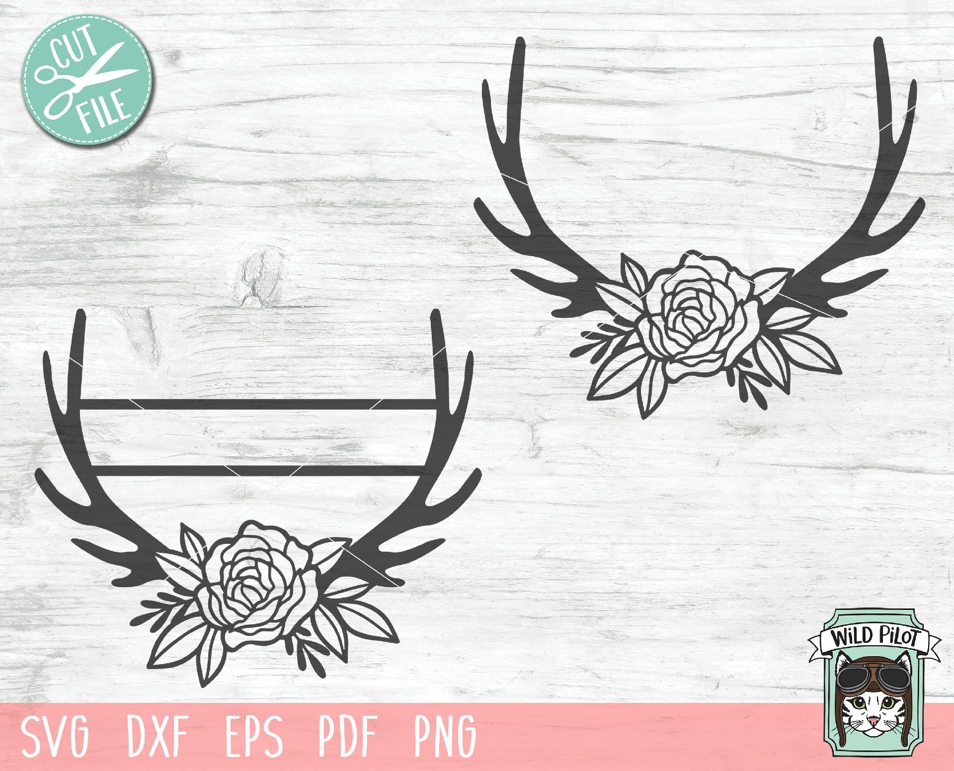 Floral Antler Monogram Svg Cut File So Fontsy