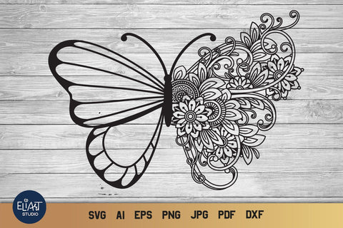 Download Floral Butterfly Svg Zentangle Butterfly Svg With Flowers So Fontsy