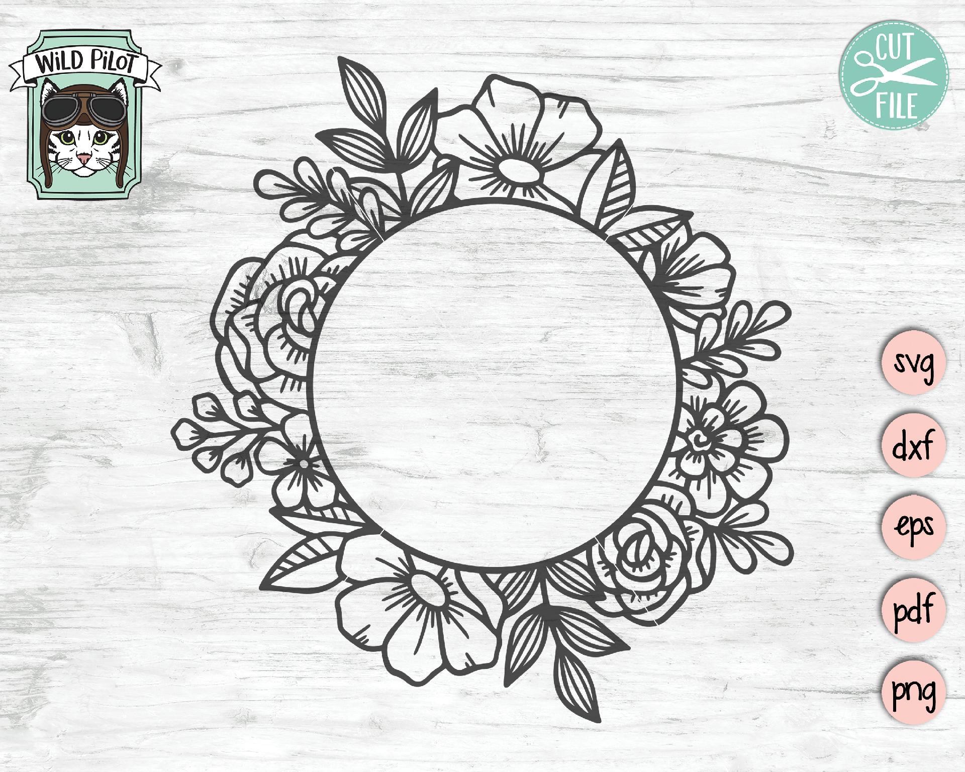 Download Floral Circle Monogram Frame Svg Cut File So Fontsy