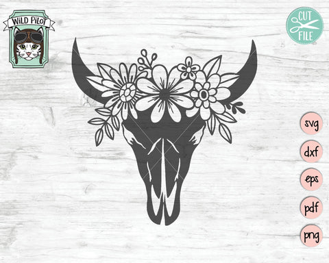 Download Floral Cow Skull Svg Cut File So Fontsy