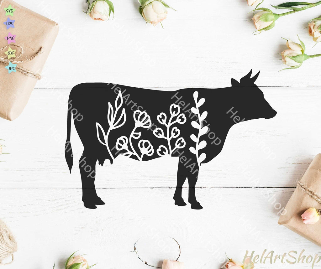 Floral Cow svg - So Fontsy