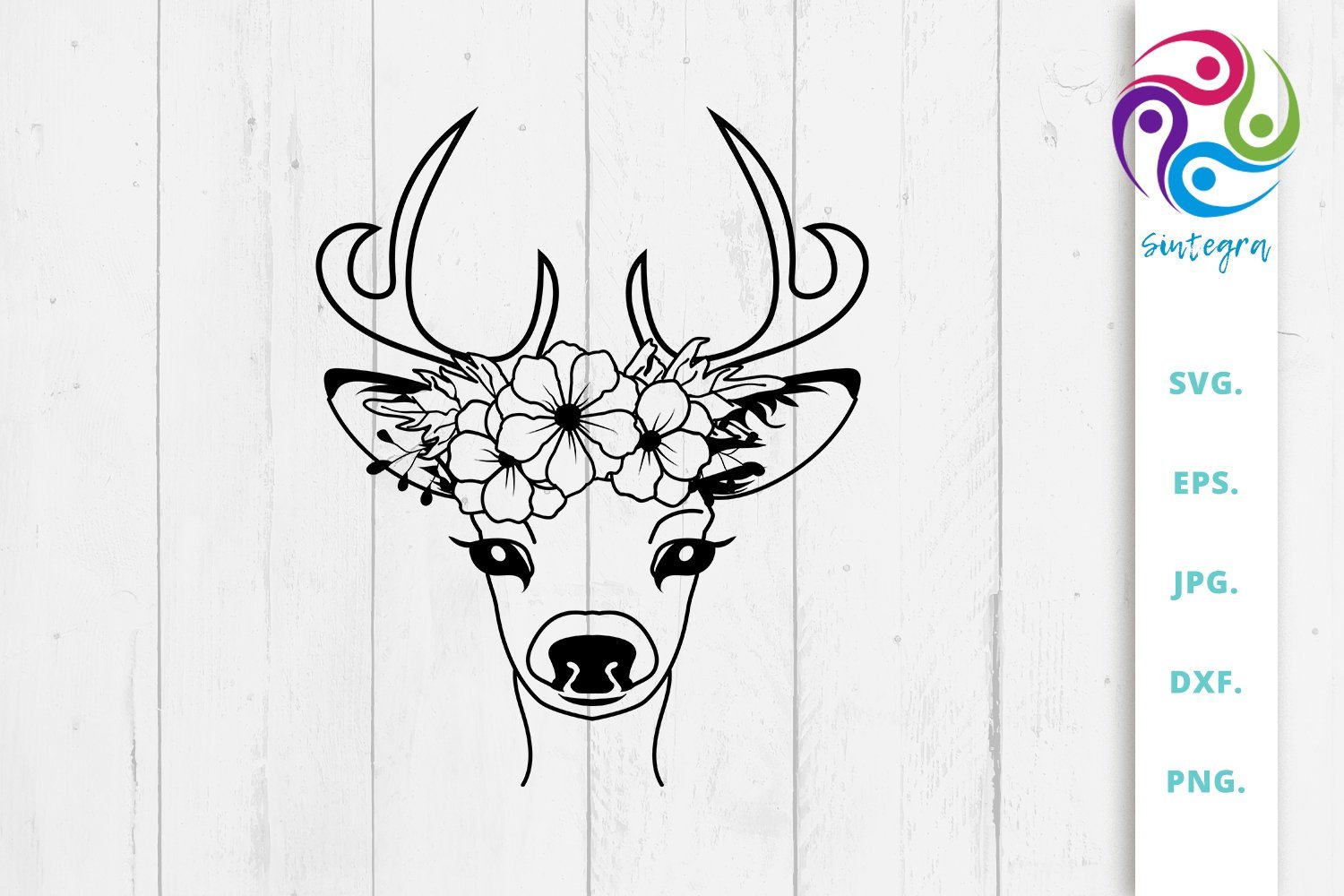 Download Floral Deer With Antlers Svg File So Fontsy