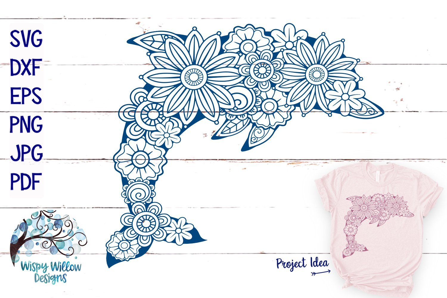 Download Floral Dolphin Svg Cut File So Fontsy