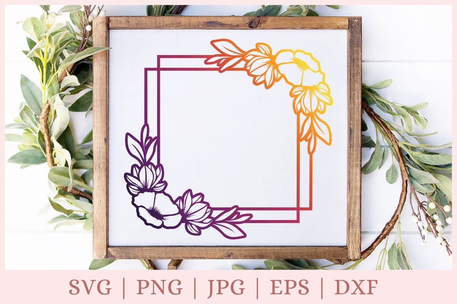 Download Floral Double Square Frame Svg Wedding Svg So Fontsy