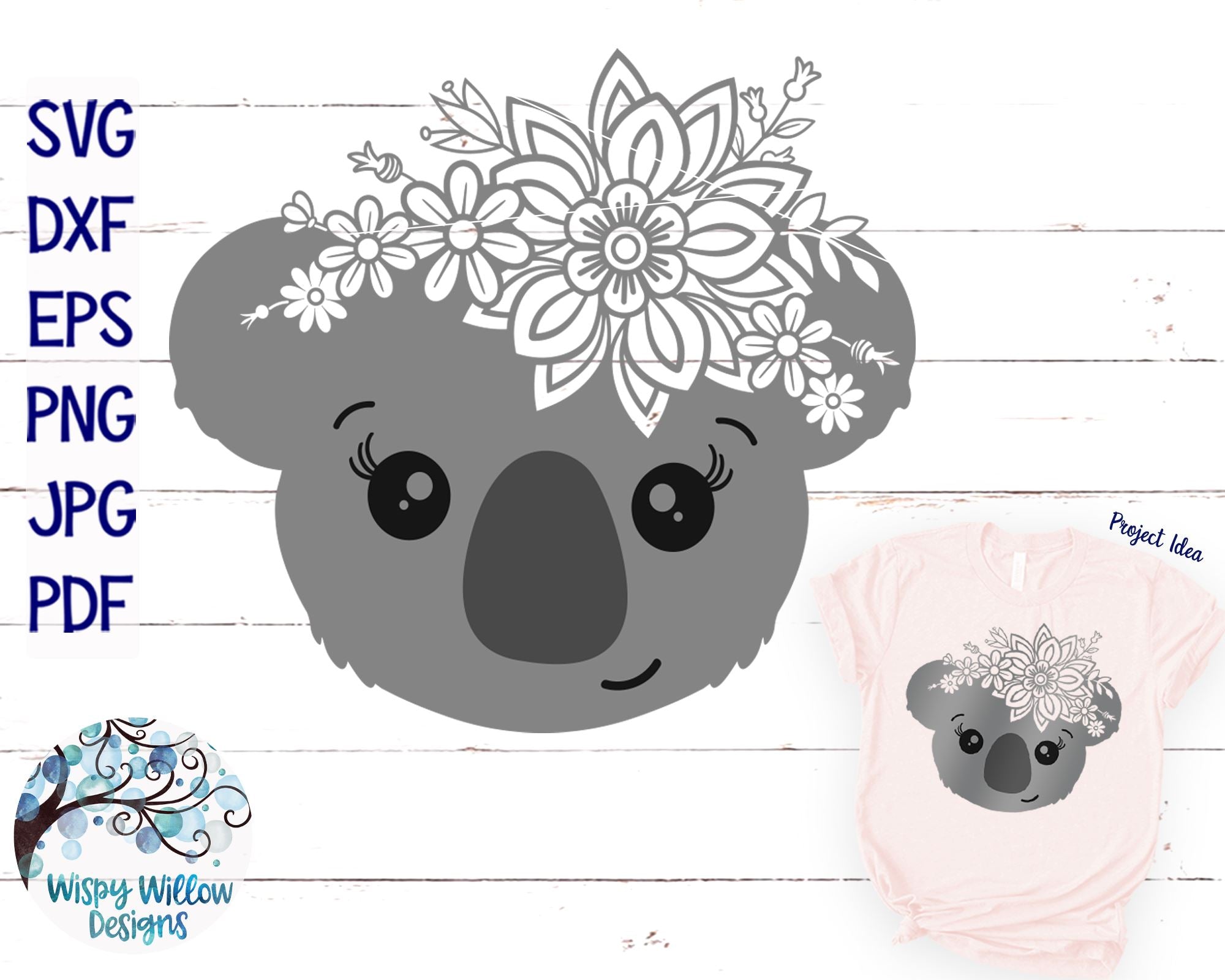 Download Floral Koala Svg Cut File Girly Koala With Flowers Svg So Fontsy