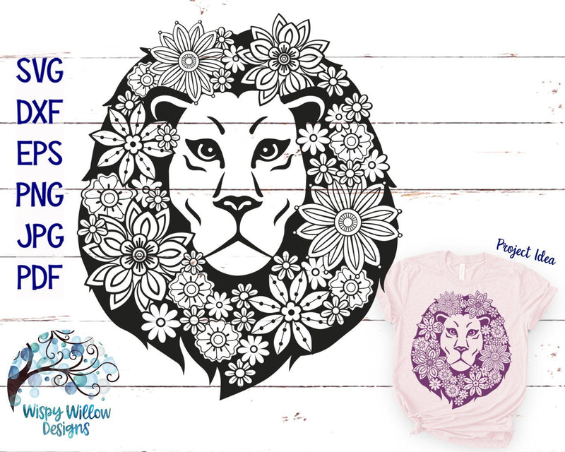 Floral Lion SVG Cut File - So Fontsy