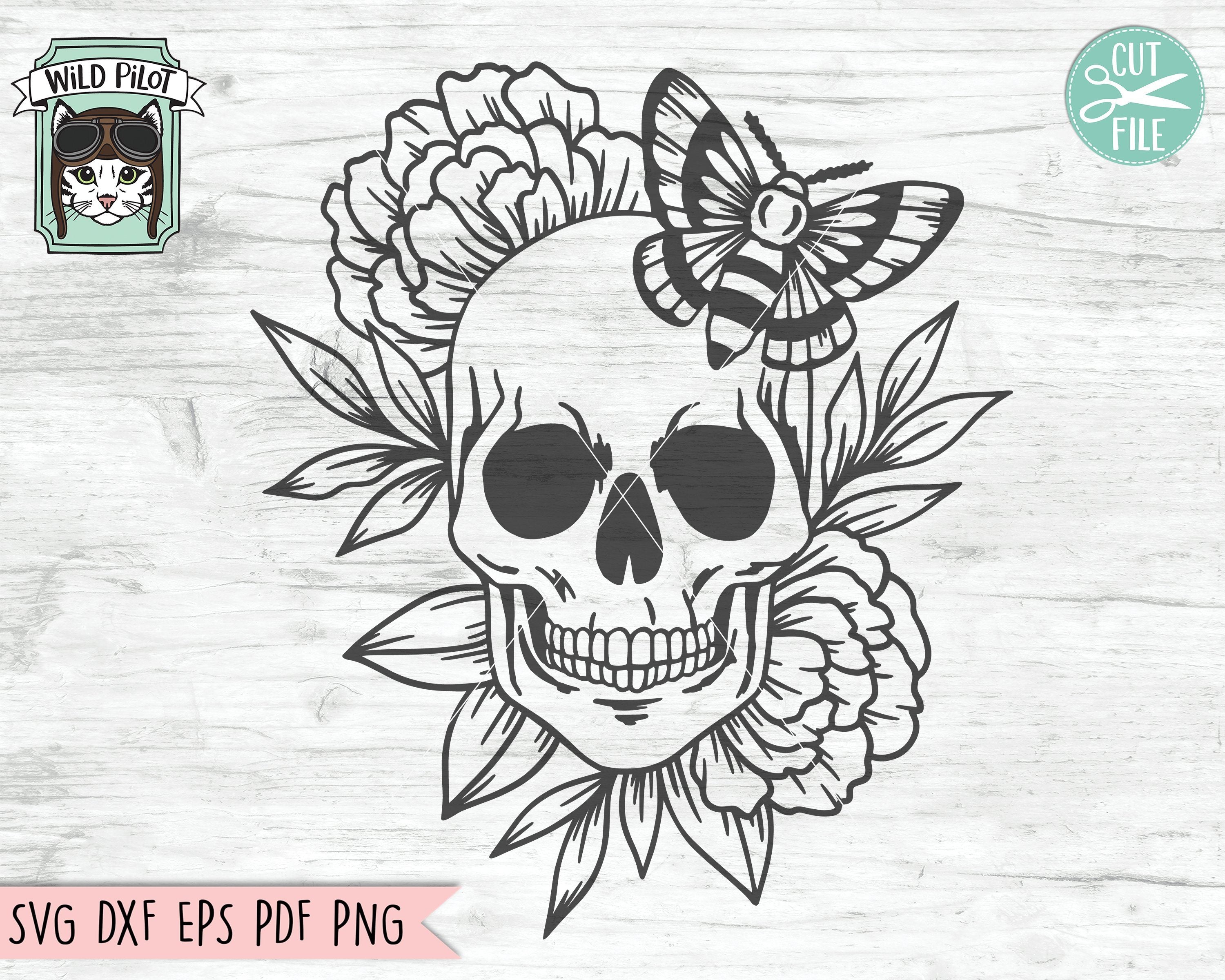 Download Floral Moth Skull Svg File Flower Skull Svg Skull Cut File Floral Skull Svg File Moth Skull Svg File Halloween Svg Gothic Svg Witchy Svg So Fontsy