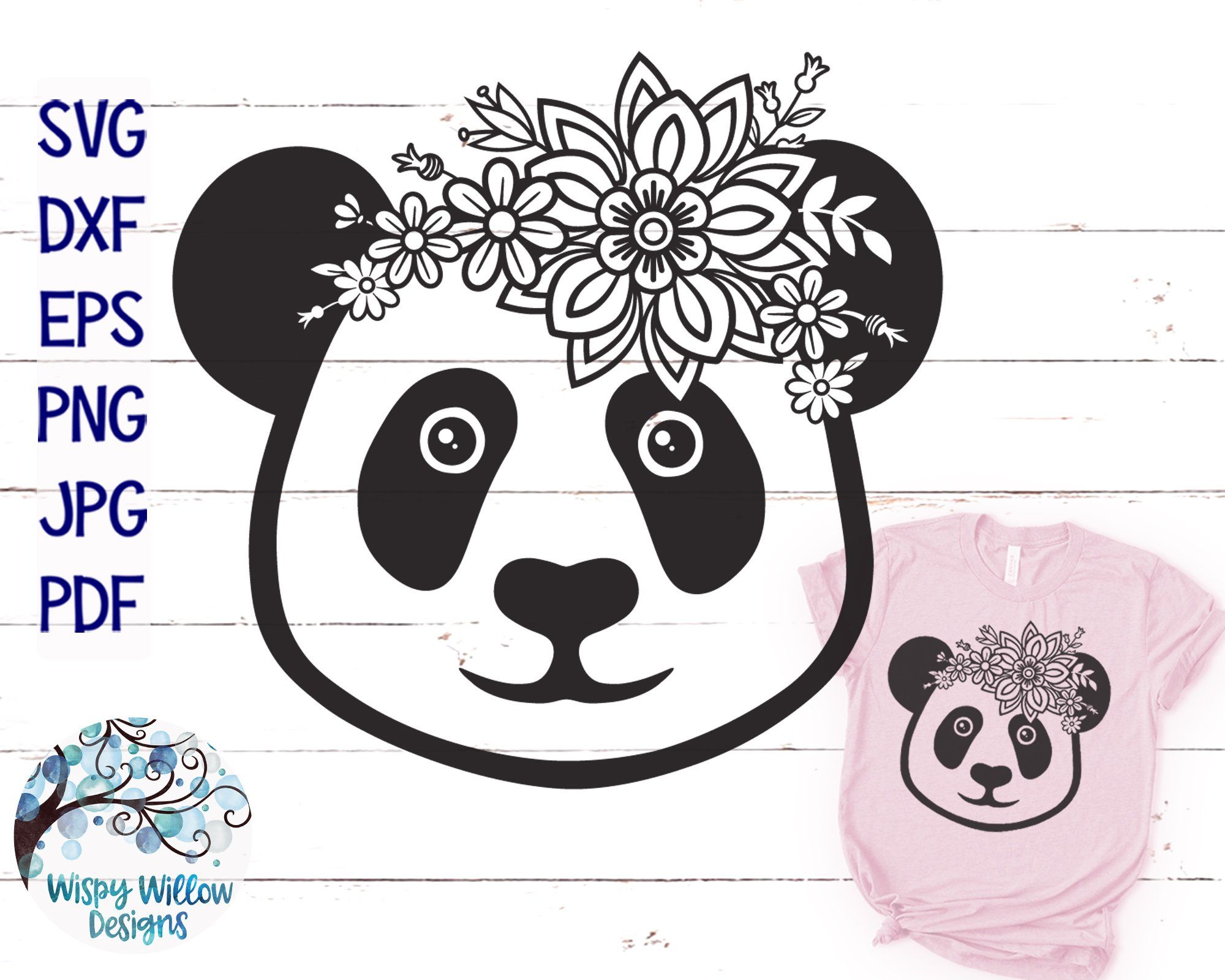 Download Floral Panda Svg Cut File So Fontsy