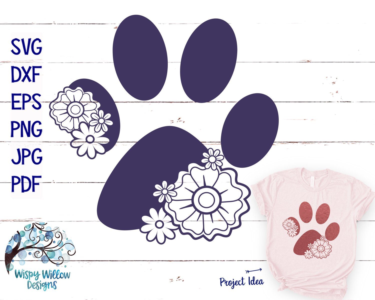 Download Floral Paw Print Svg Cut File So Fontsy
