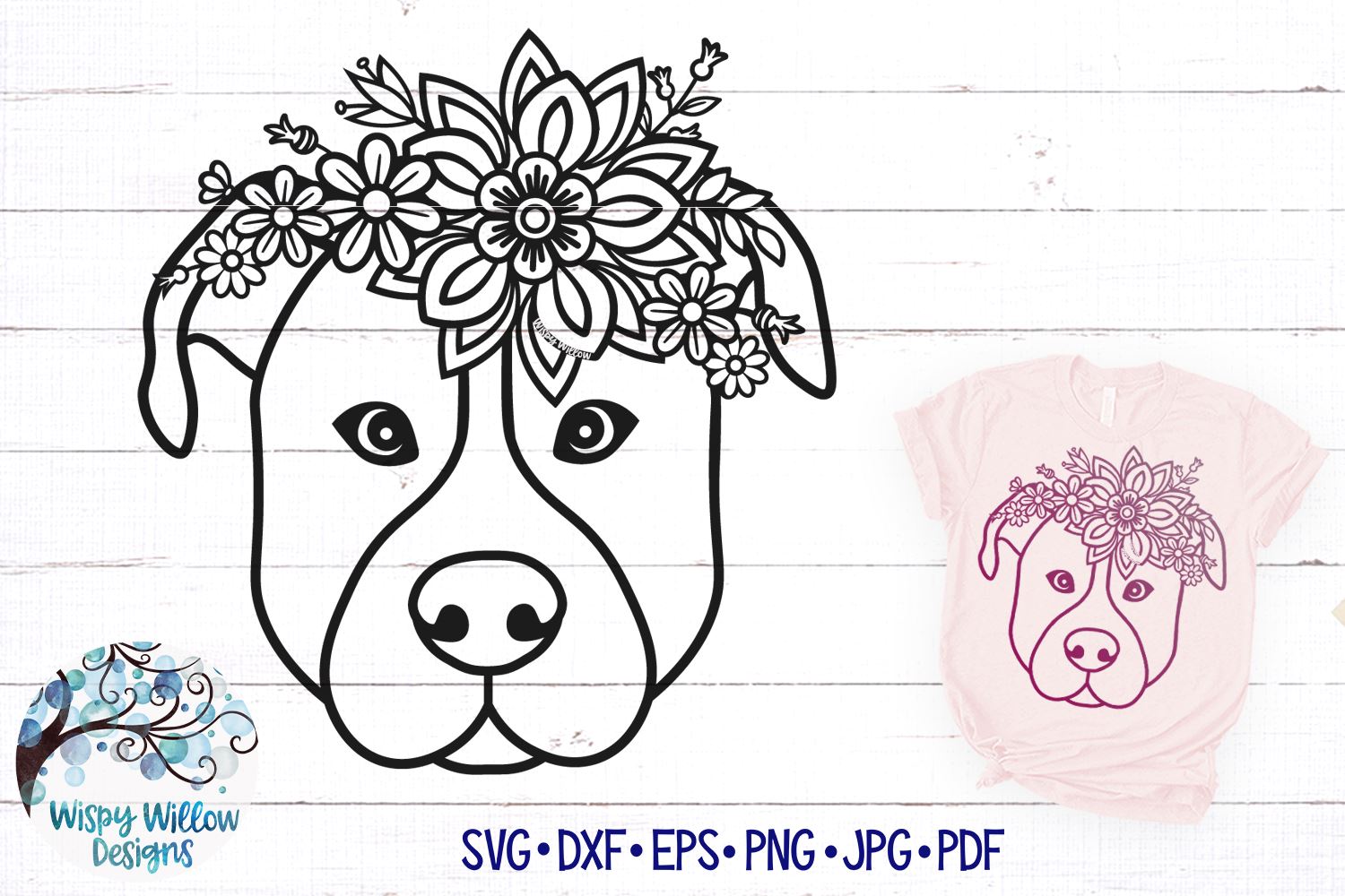 Download Floral Pitbull Dog Svg So Fontsy