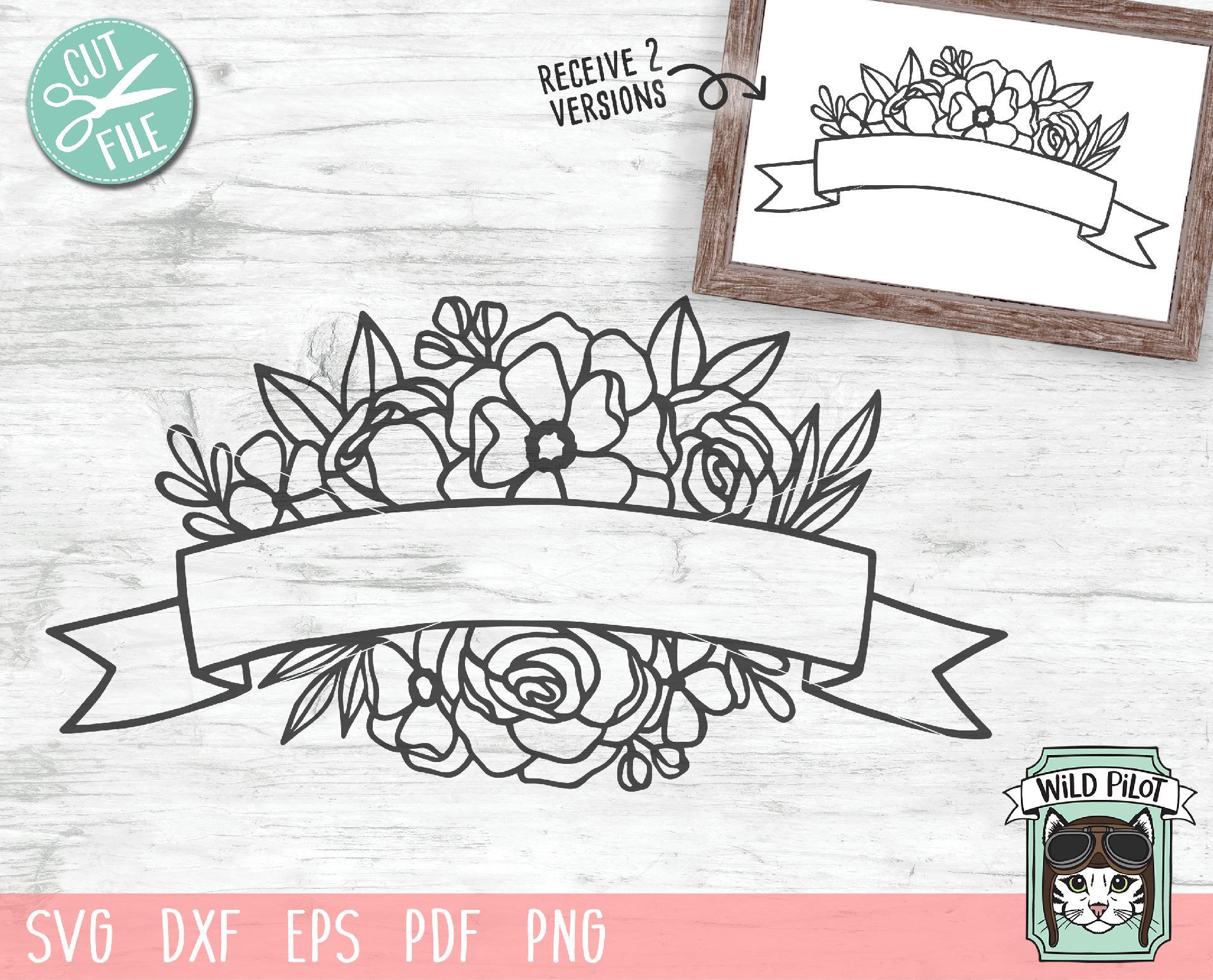 Download Floral Ribbon Banner Svg Cut File So Fontsy