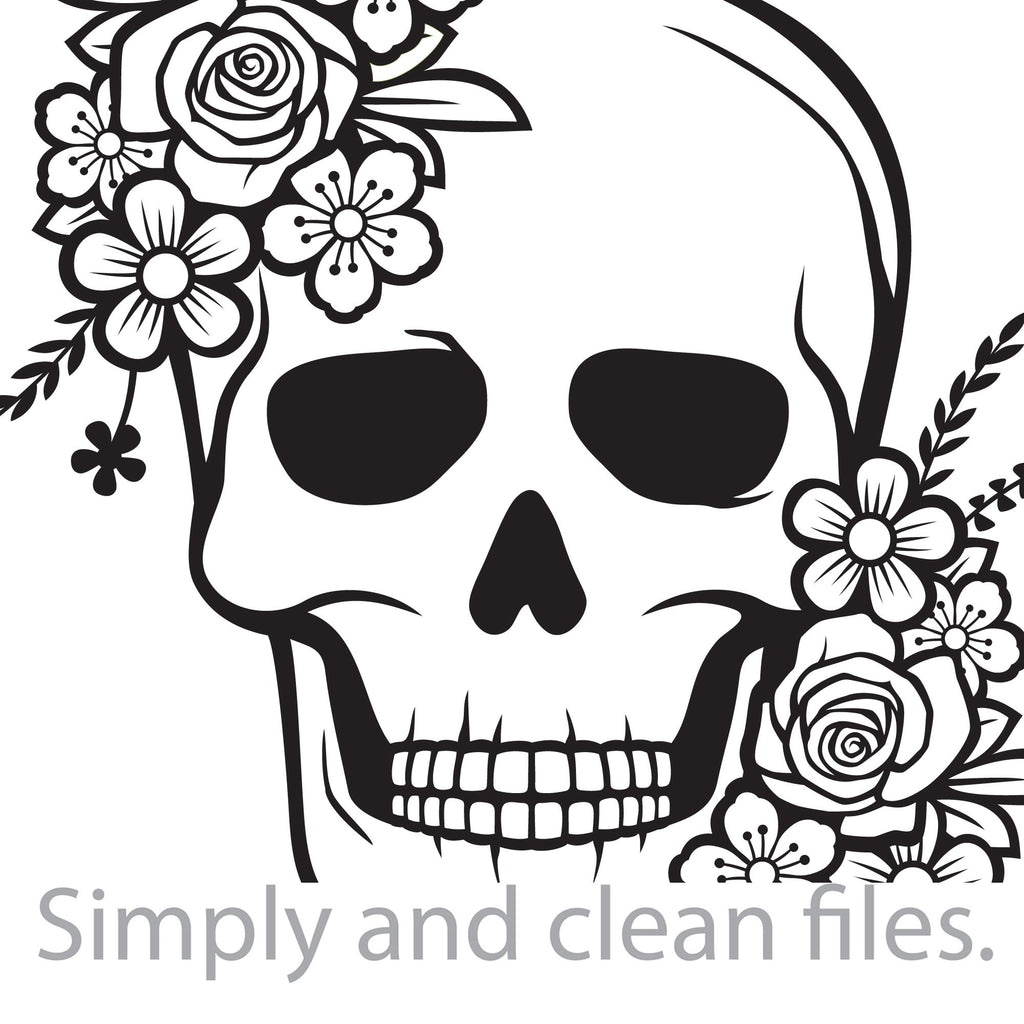 Floral skull. Cut files for Cricut. Clip Art (eps, svg, pdf, png, dxf