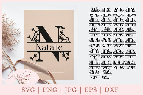 Download Floral Split Letters Monogram Svg Split Monogram Alphabet So Fontsy