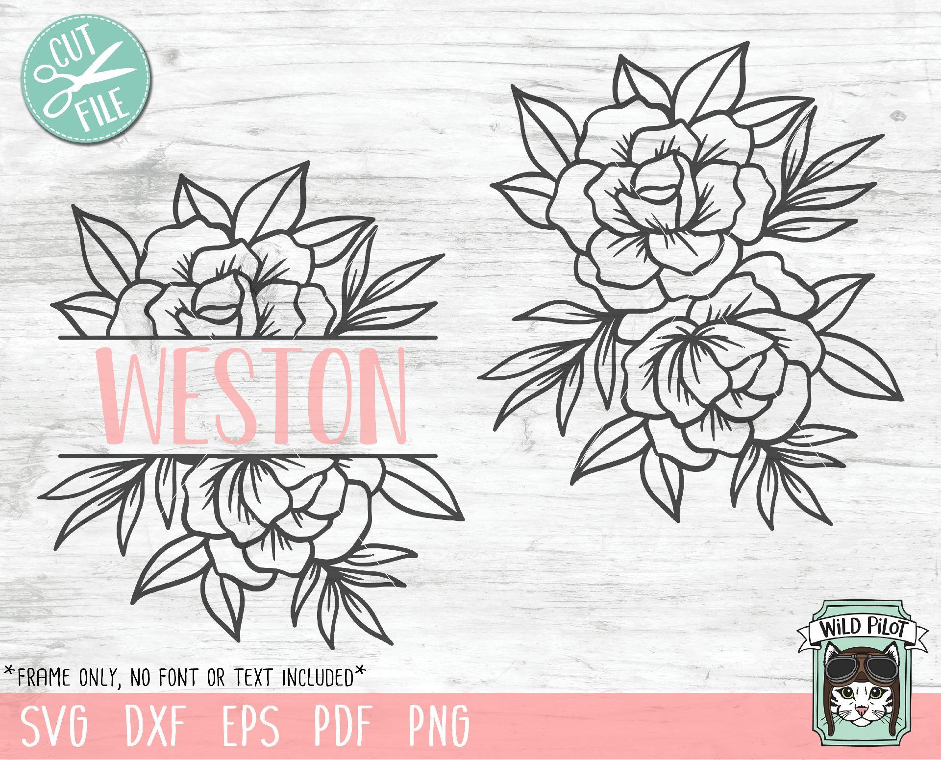 Download Floral Split Monogram Frame Svg Cut File So Fontsy