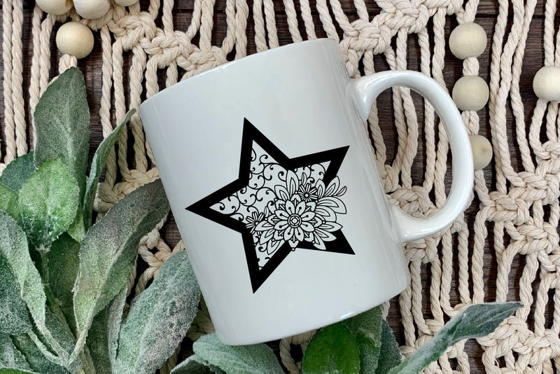 Floral Star SVG, Celestial SVG with Flowers. - So Fontsy