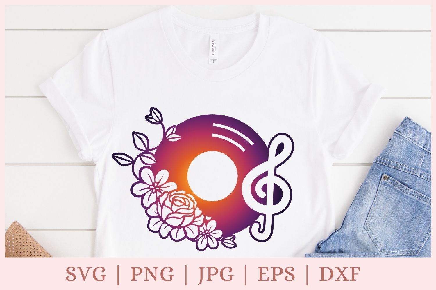 Download Floral Vinyl Record Svg File Music Svg Treble Clef Svg So Fontsy