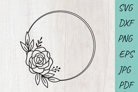 Flower Frame SVG, Wreath SVG file, Monogram flora frame - So Fontsy