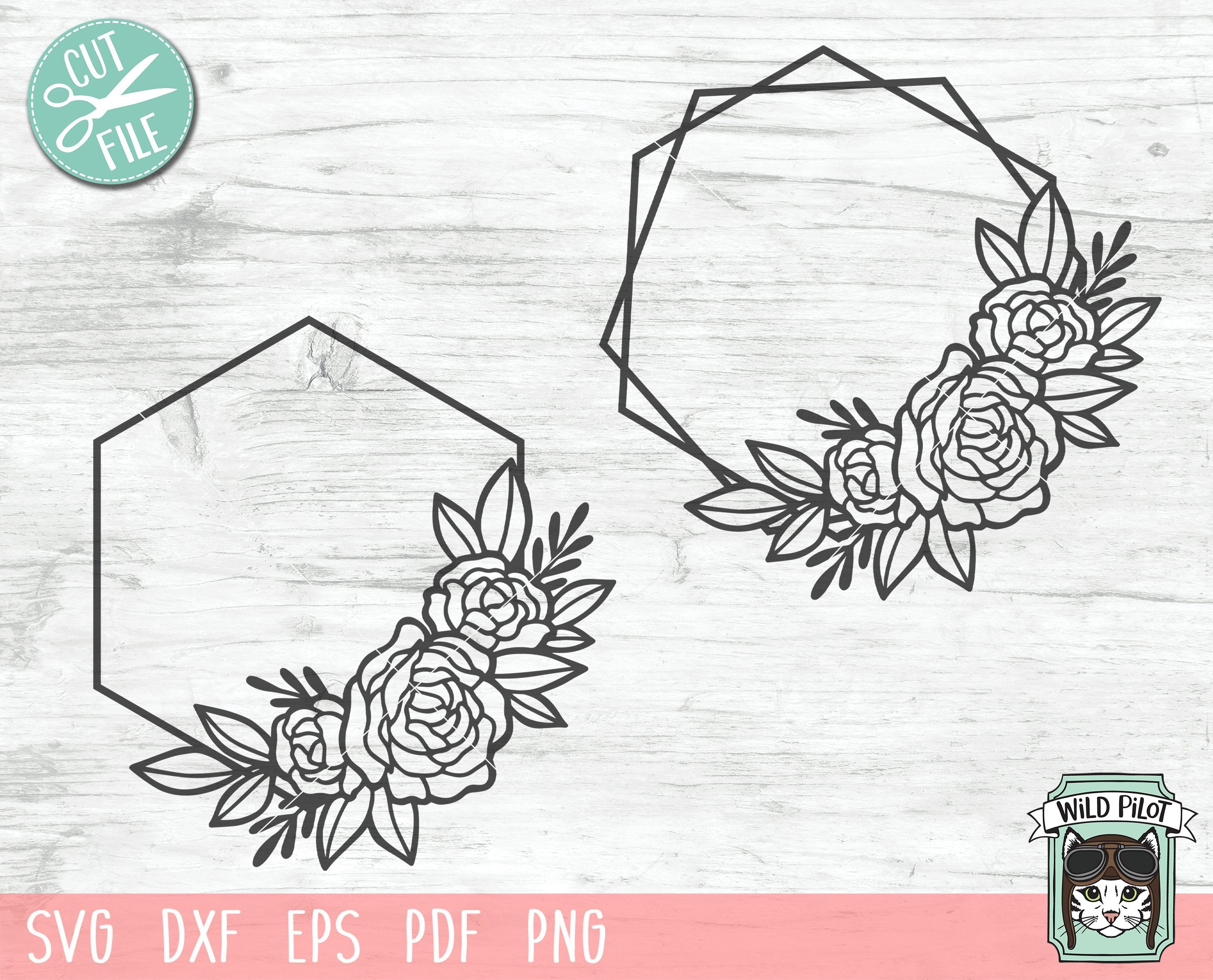 Hexagon Flower Monogram Frame Svg Cut File So Fontsy