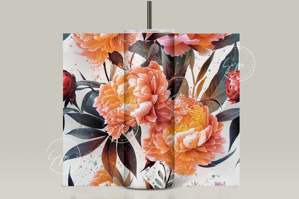 Flower Print Tumbler PNG, Seamless Floral Sublimation, 20 oz Skinny ...