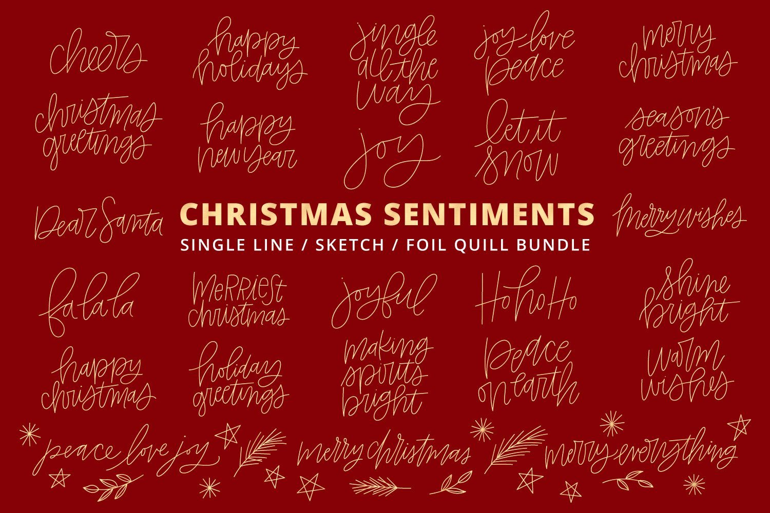 Download Foil Quill Sketch Single Line Christmas Phrases Bundle So Fontsy