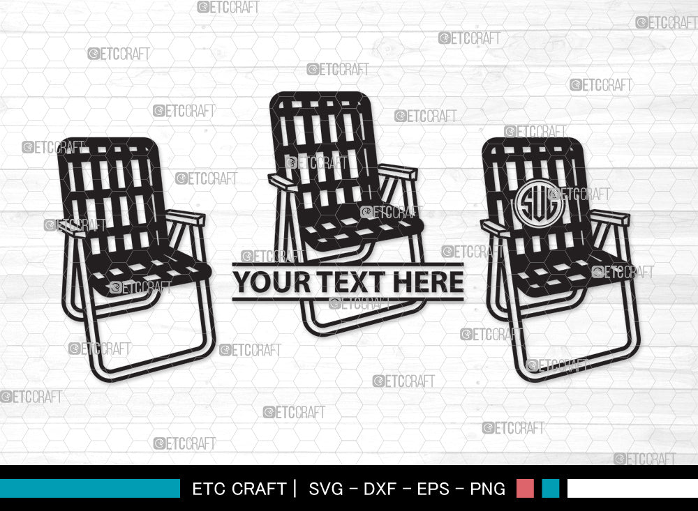 Folding Beach Chairs Monogram SVG Cut File, Lawn Chair Svg, Folding ...