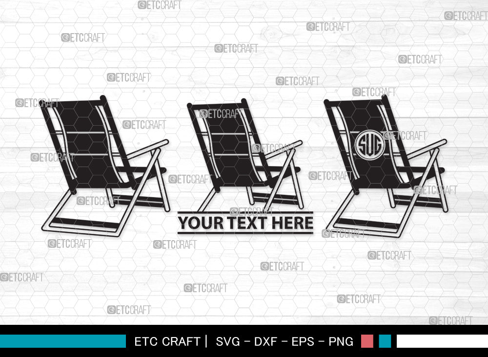 Folding Beach Chairs Monogram SVG Cut File, Lawn Chair Svg, Folding ...