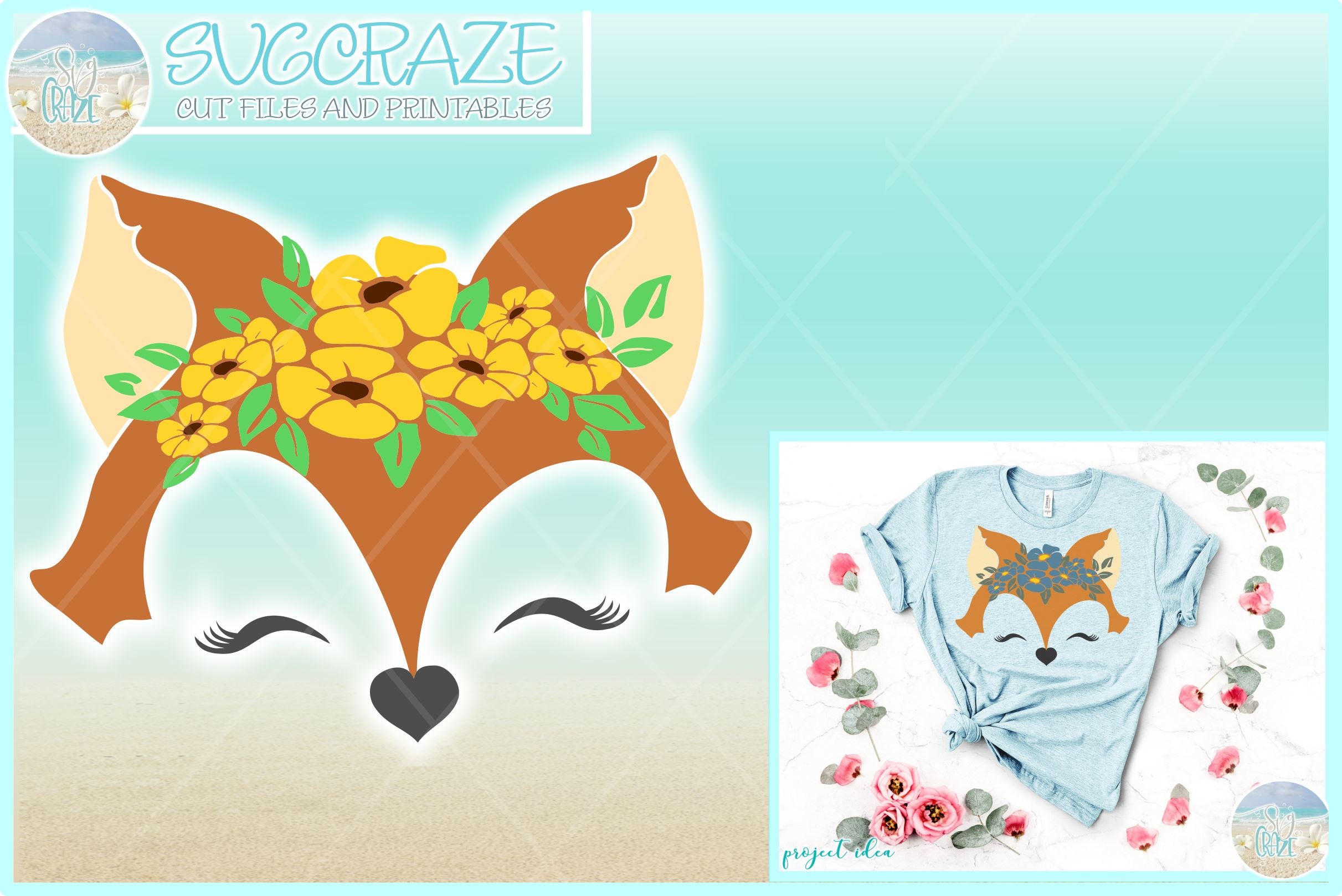 Download Fox Face With Flower Crown Headband Svg So Fontsy