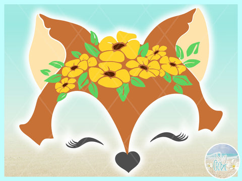 Download Fox Face With Flower Headband Svg So Fontsy