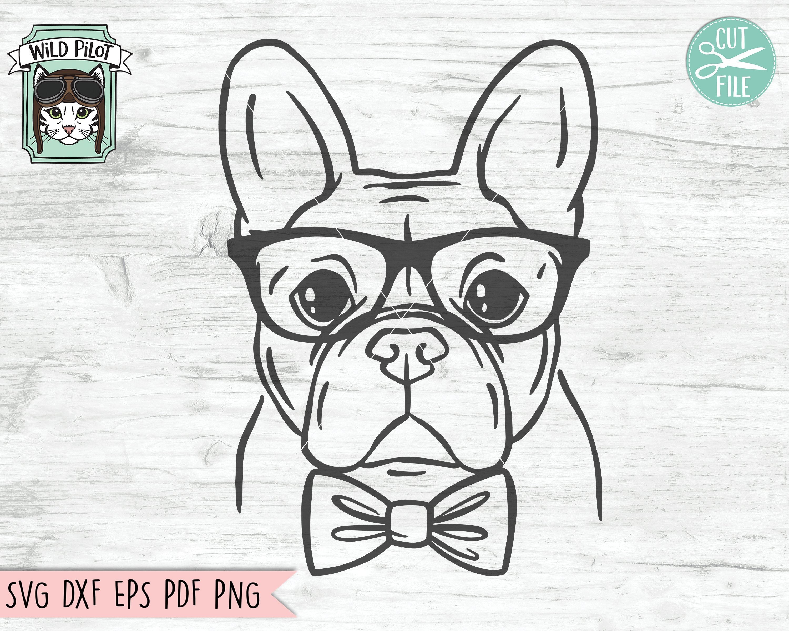 Download Pitbull With Glasses Bowtie Svg Cut File So Fontsy
