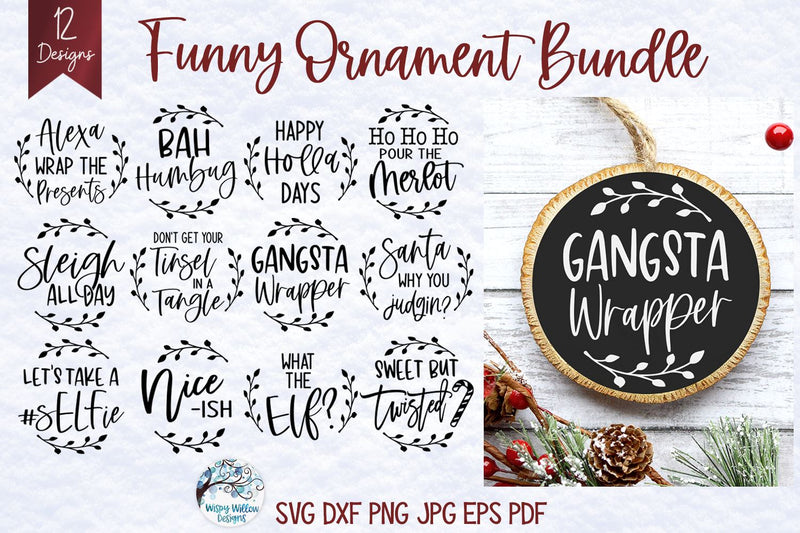 Funny Christmas Ornament SVG Bundle  So Fontsy