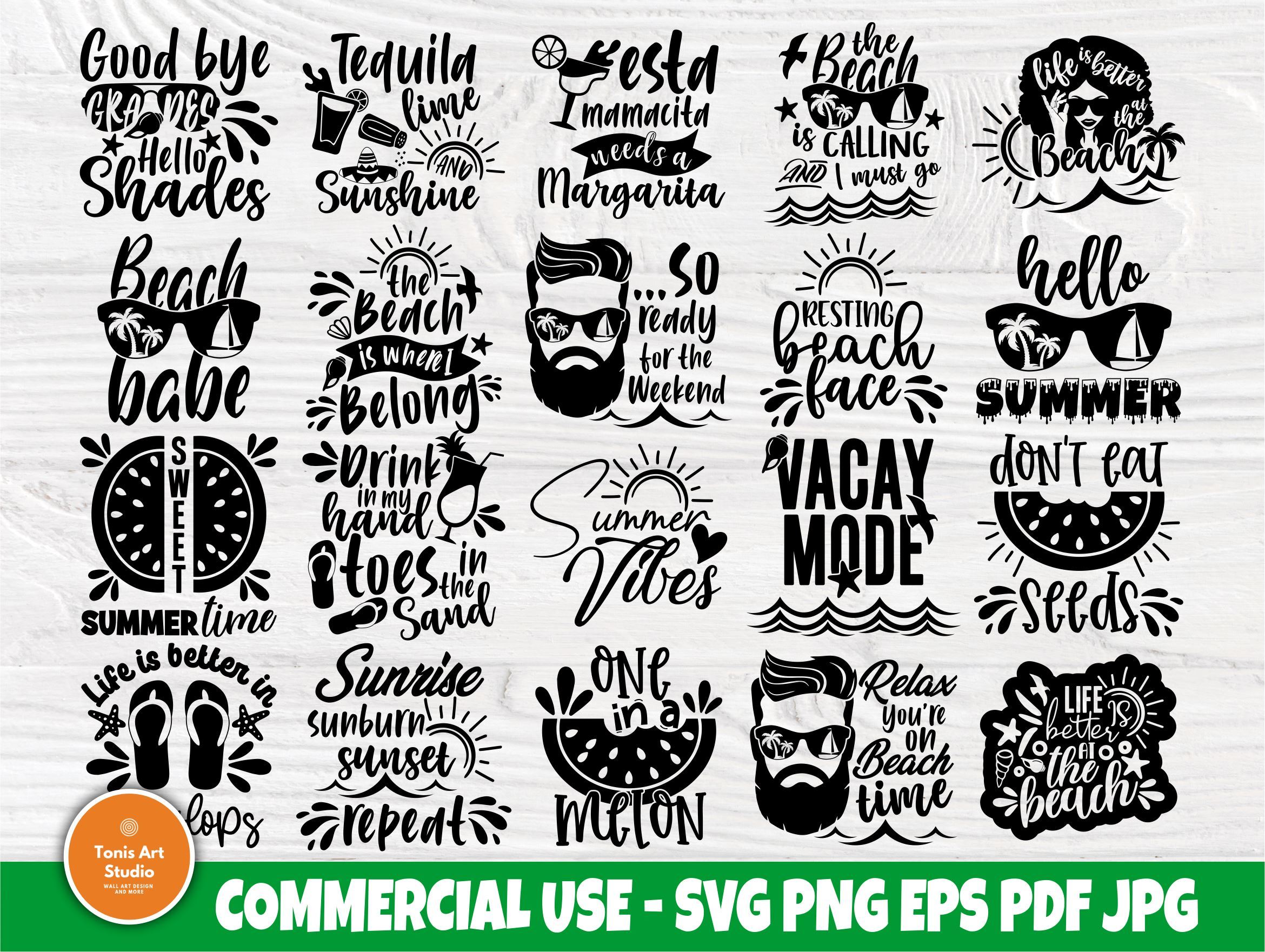 Download Clip Art Beach Cut Files Quote Bundle Svg Files Silhouette Summer Cricut Summer Fun Summer Bundle Summer Vibes Beach Bundle Funny Quotes Art Collectibles